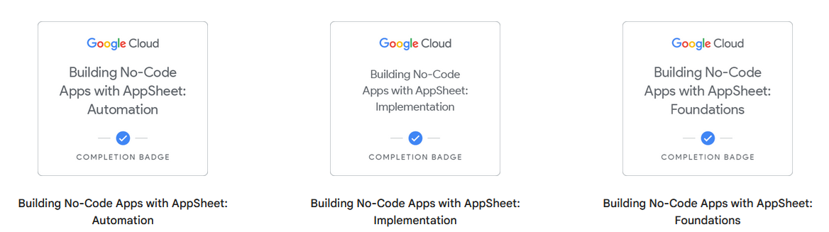 appiPHI Building No-Code Apps with AppSheet Completion Badges